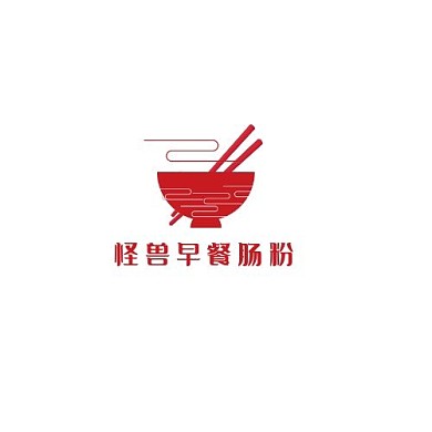 餐饮类早餐类肠粉logo店铺用红色简约