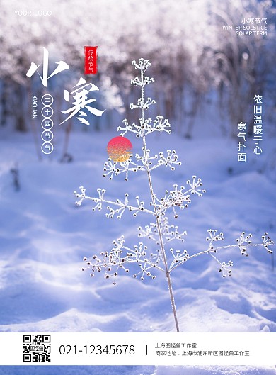 小寒二十四节气祝福竖版海报