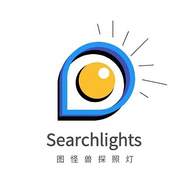 蓝色科技感探照灯LOGO