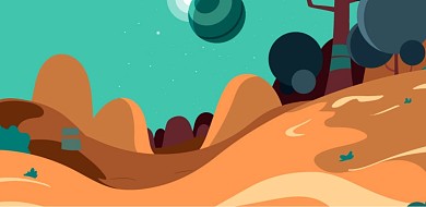 图怪兽原创元素ai扁平风科技插画背景