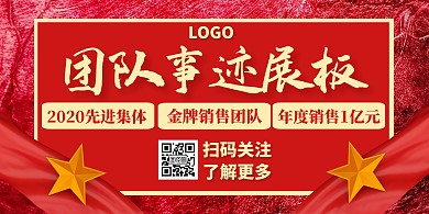 团队事迹红色大气简约通用展板
