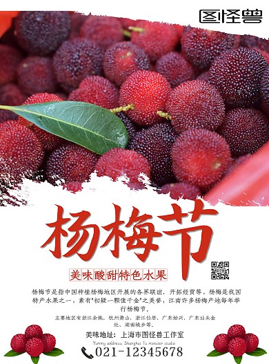 杨梅节简约竖版海报