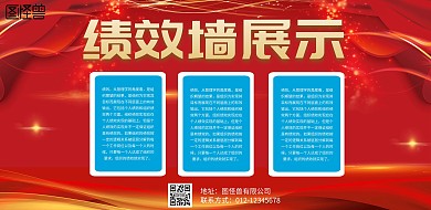 简约风格绩效墙展示海报