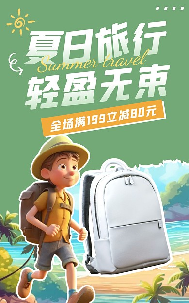 户外探险装备旅行背包大促电商竖版海报