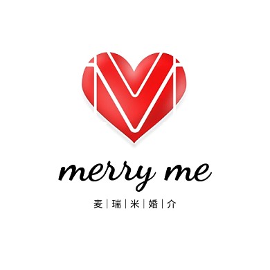 婚介logo设计简约红色爱心字母