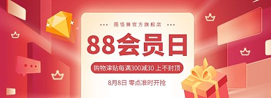 88会员日特惠狂欢促销电商全屏海报