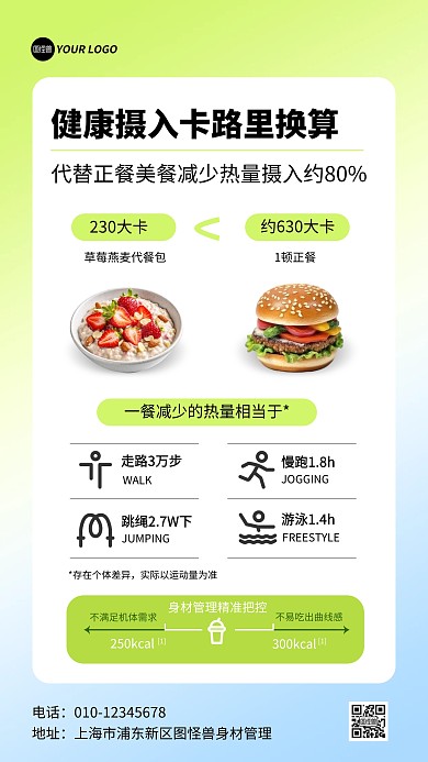 健康摄入卡路里身材管理手机海报