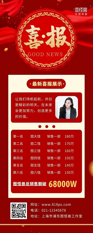喜报宣传公司喜报红色营销长图