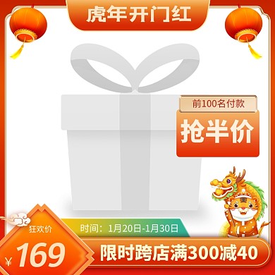 原创2022元旦虎年开门红主图边框