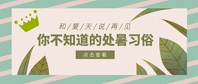 绿色扁平插画处暑习俗科普公众号封面