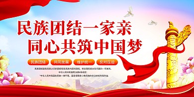 民族团结进步宣传印刷横版海报