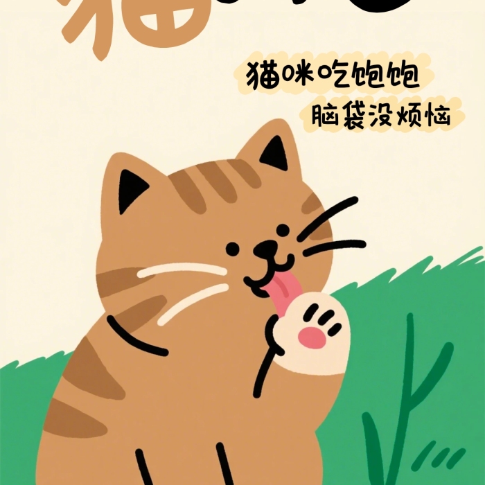 扁平卡通国际猫咪日全屏海报