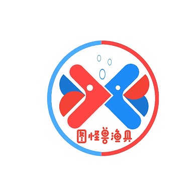 蓝红色几何创意大方渔具门店LOGO