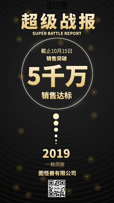 黑色大气销售战报海报