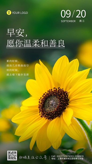情感类主题早安问候励志摄影图海报