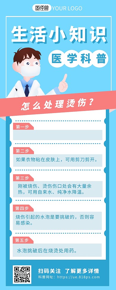 烫伤处理知识科普宣传营销长图