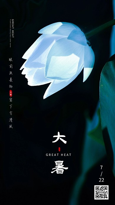 简约传统节气大暑日签海报