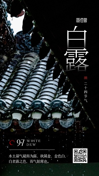二十四节气白露宣传摄影图手机海报