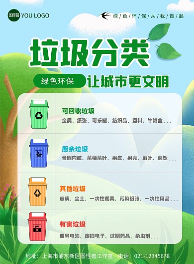 垃圾标识绿色环保海报