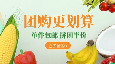 水果蔬菜团购促销广告banner