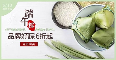粽子618端午粽浅绿海报