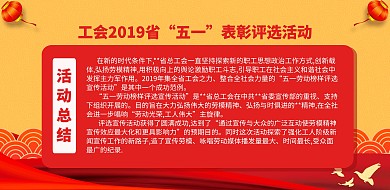 白底党政风五一表彰评选活动总结横板海报