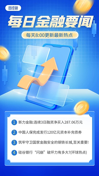 金融理财行业每日资讯手机海报