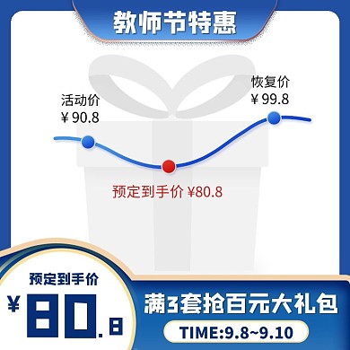 蓝色教师节药品价格曲线主图图标