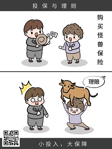 小投入大回报保险理赔金融漫画海报
