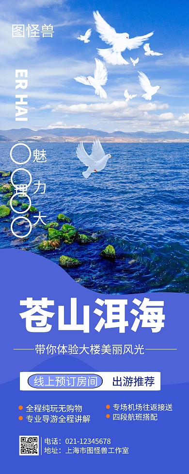 摄影简约洱海易拉宝
