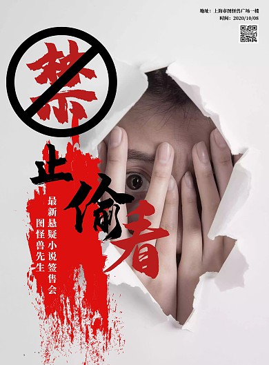悬疑小说签售会摄影简约宣传海报