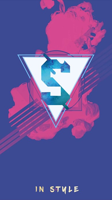 潮流手机壁纸几何图形蓝色烟