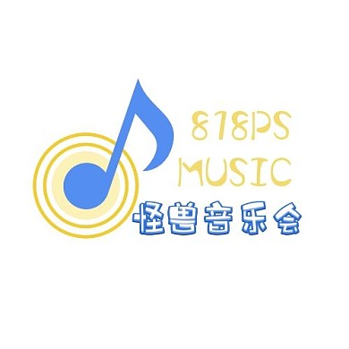 黄色蓝色简约音乐会音符logo