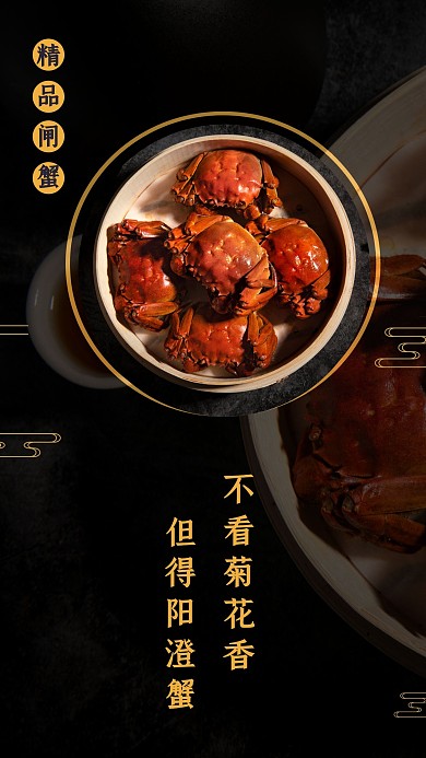 美食餐饮阳澄湖闸蟹黑色照片相册写真