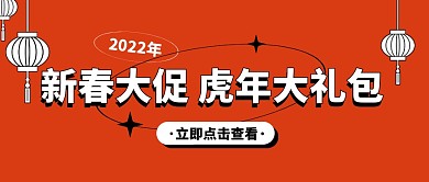 卡通插画新春大促虎年大礼包促销公众首图