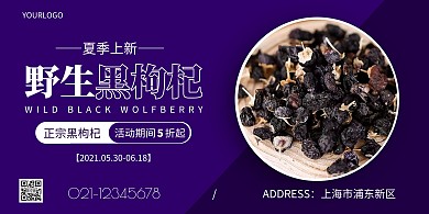 摄影图简约大气黑枸杞横版海报在线制作