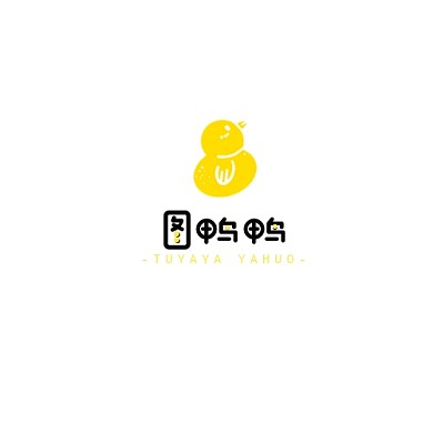 黄色可爱风格鸭头鸭掌logo设计