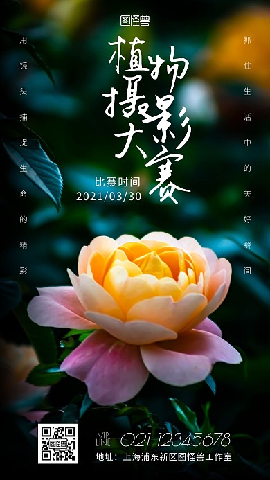 植物摄影大赛简约摄影风手机营销海报