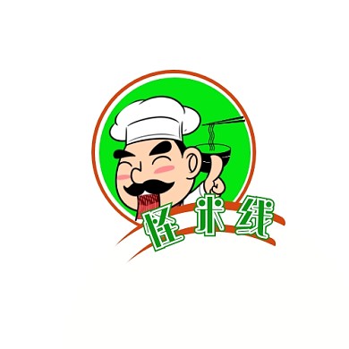 logo设计米线卡通大厨绿色店铺头像