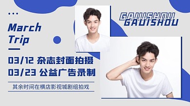明星行程应援男生灰色广告banner