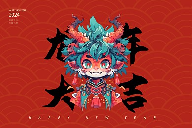 红色大气2024年龙年台历