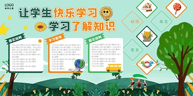 小学儿童知识看板学校卡通可爱展板