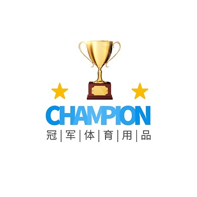 体育运动用品护具奖杯卡通蓝色logo设计