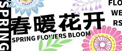 创意彩色花朵春暖花开公众号封面