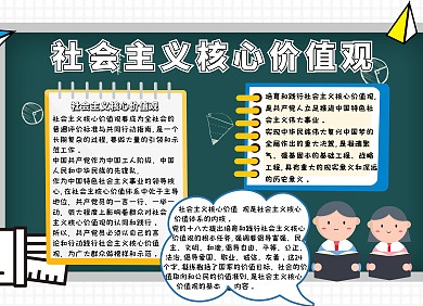 社会主义核心价值观黑色简约手抄报