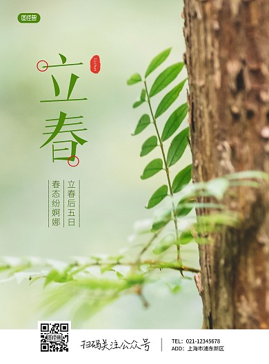 简约大气立春节气祝福海报