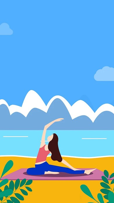 原创手绘卡通瑜伽海报背景