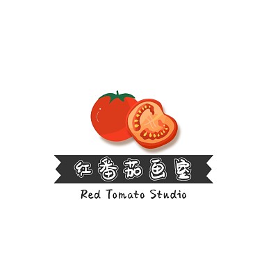 红色番茄西红柿卡通插画画室培训logo