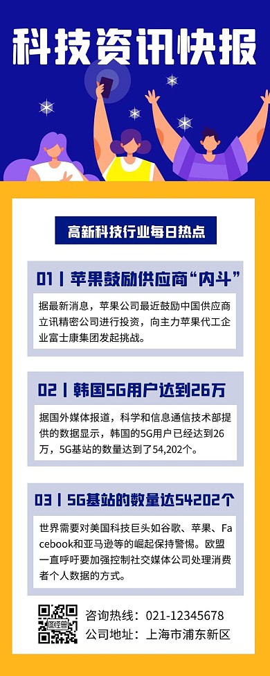 科技通告宣传营销长图 