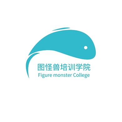 鲸鱼蓝色教育培训学院logo设计